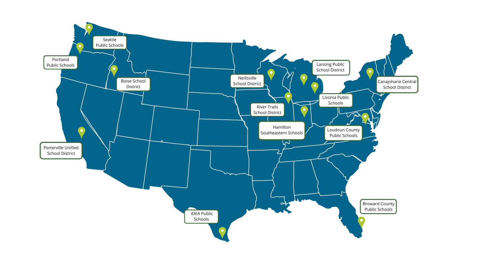 US DOE district honorees map